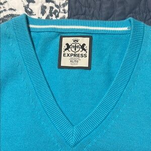 Express Blue V-Neck Sweater
